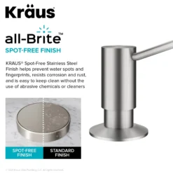 Kitchen Soap and Lotion Dispenser in Spot Free Stainless Steel