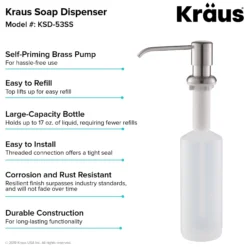 Kitchen Soap and Lotion Dispenser in Stainless Steel