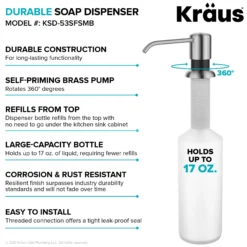 Kitchen Soap and Lotion Dispenser in Spot Free Stainless Steel/Matte Black