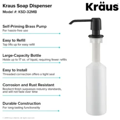 Kitchen Soap and Lotion Dispenser in Matte Black