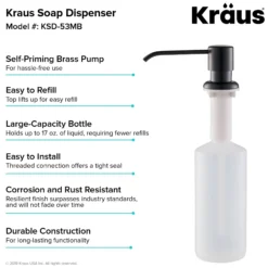Kitchen Soap and Lotion Dispenser in Matte Black