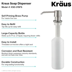 Kitchen Soap and Lotion Dispenser in Spot Free Stainless Steel
