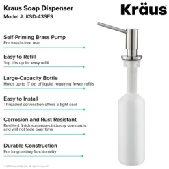 Kitchen Soap and Lotion Dispenser in Spot Free Stainless Steel