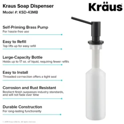 Kitchen Soap and Lotion Dispenser in Matte Black