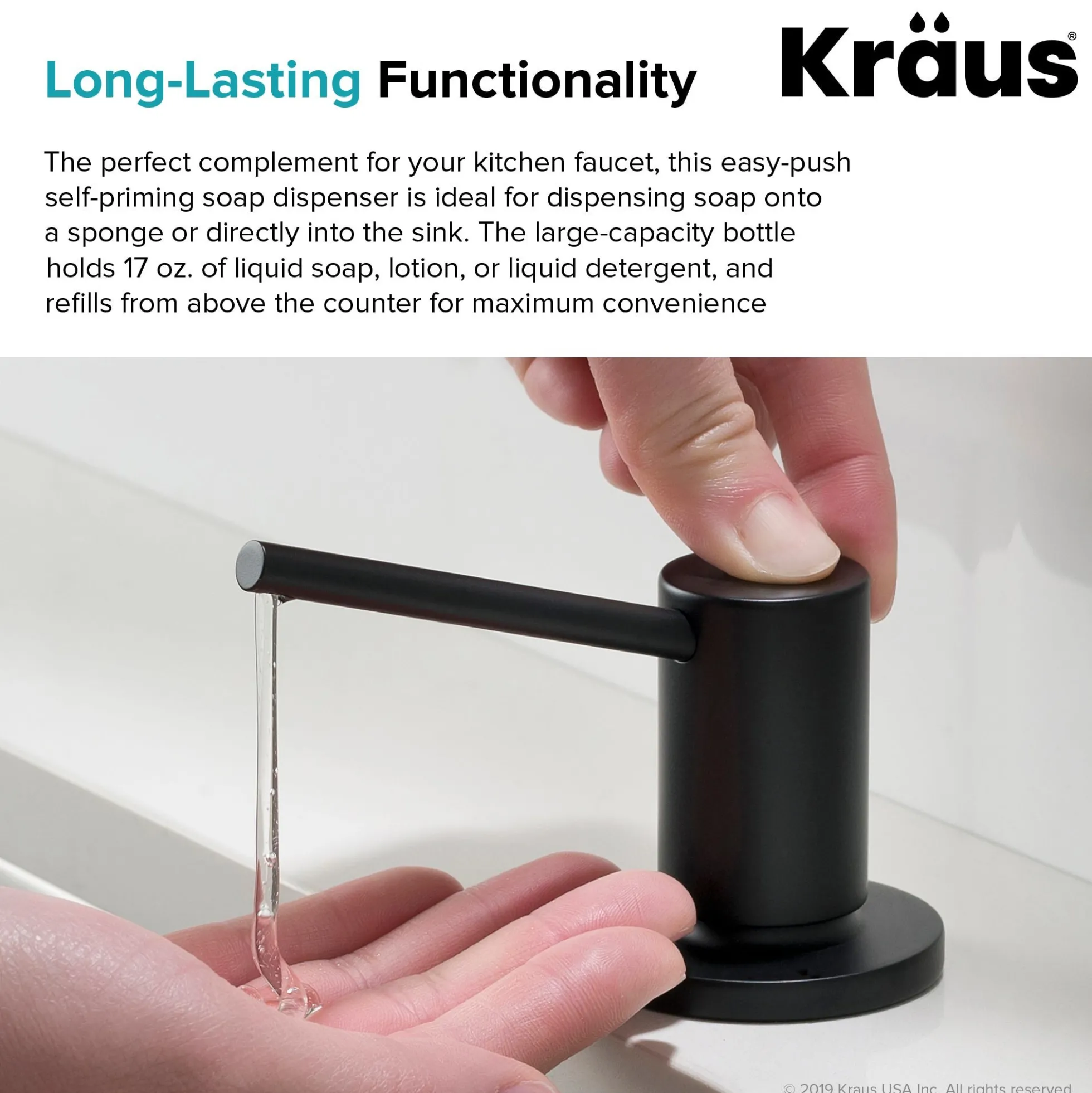 Kitchen Soap and Lotion Dispenser in Matte Black