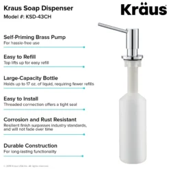 Kitchen Soap and Lotion Dispenser in Chrome
