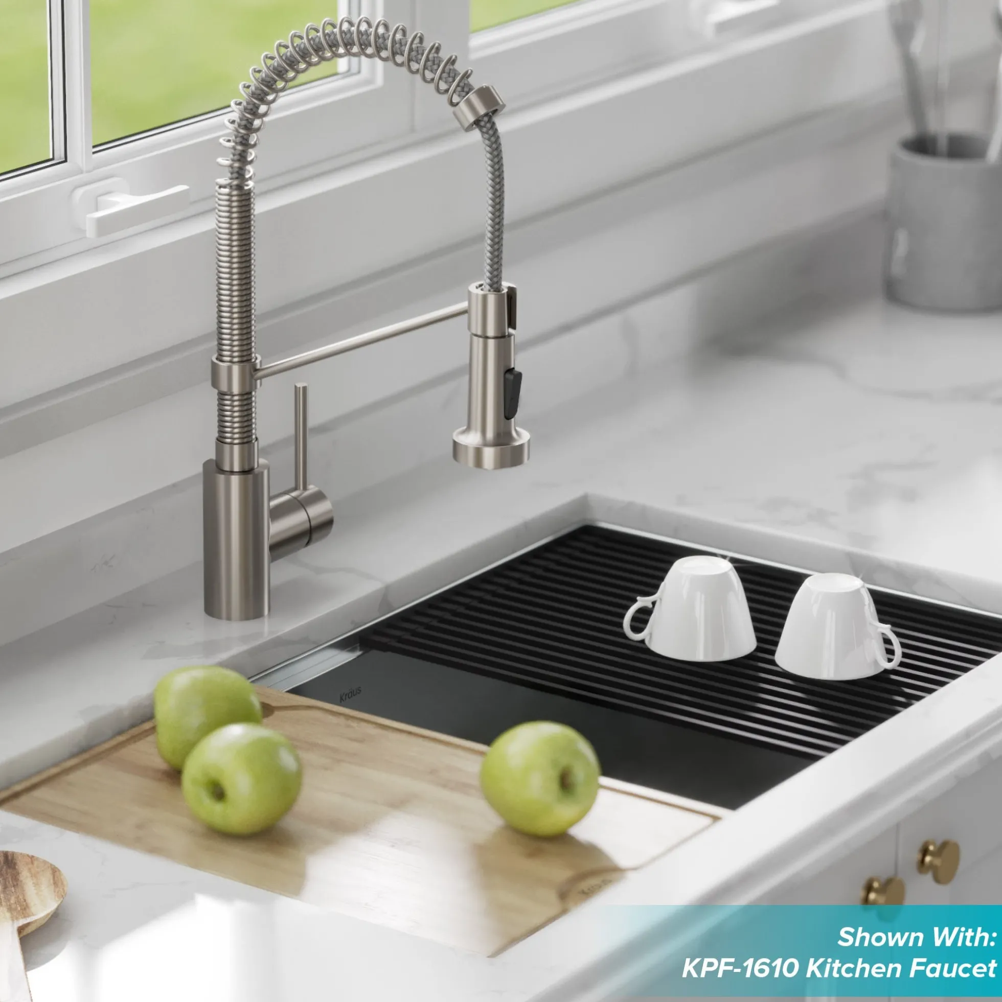 Kore™ Workstation 32-inch Undermount 16 Gauge Single Bowl Stainless Steel Kitchen Sink with WasteGuard™ 1 HP Continuous Feed Garbage Disposal