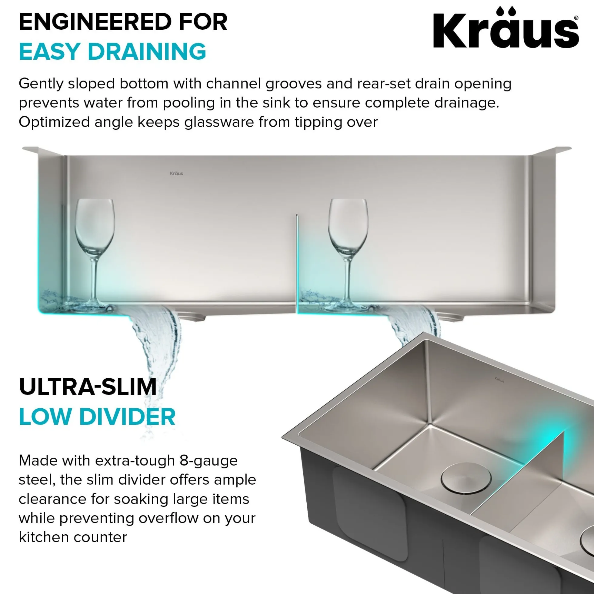 Kore™ Workstation 33-inch Undermount 16 Gauge Double Bowl Stainless Steel Kitchen Sink with Accessories (Pack of 8) with WasteGuard™ Continuous Feed Garbage Disposal