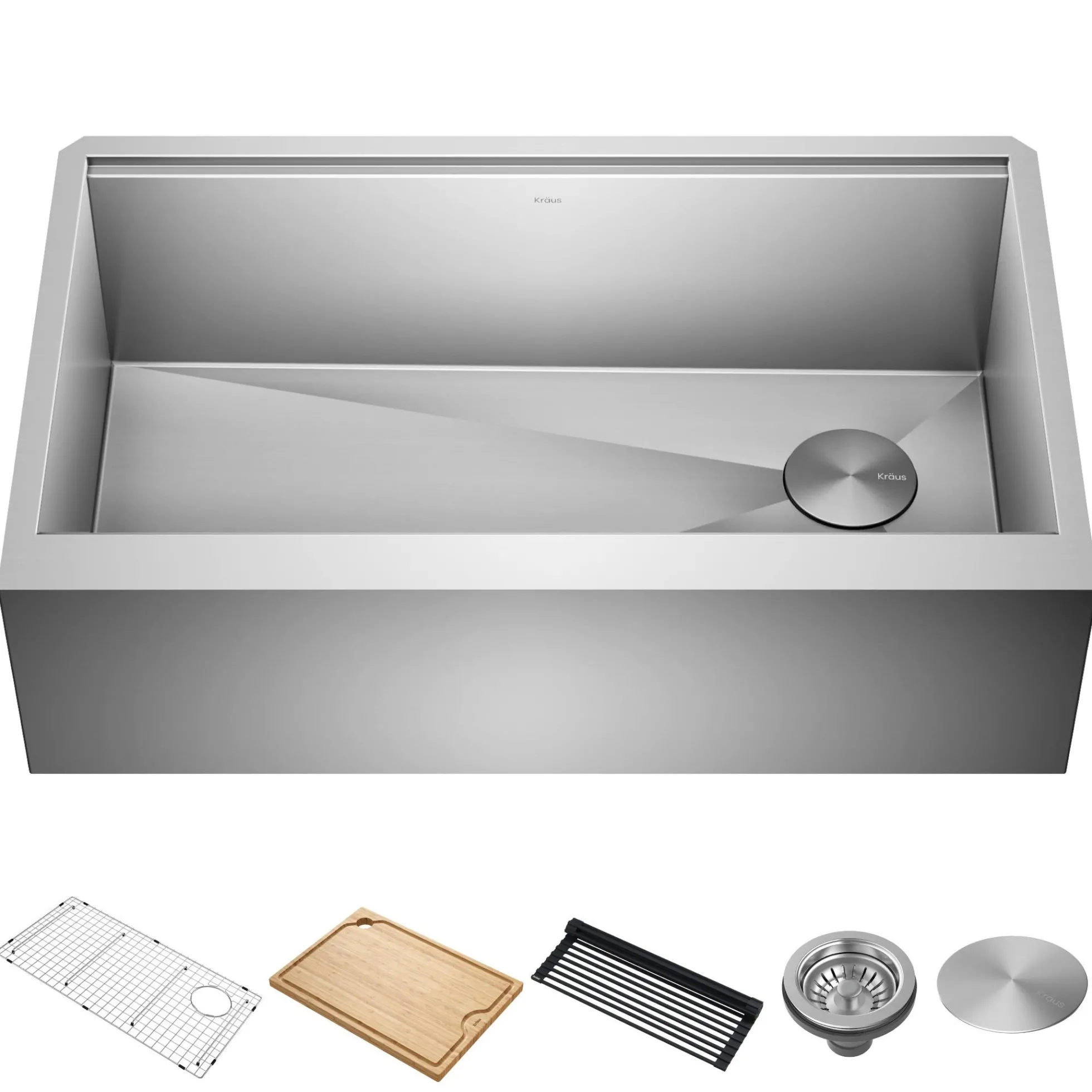 33" Modern Farmhouse Workstation 16 Gauge Single Bowl Stainless Steel Kitchen Sink with Accessories