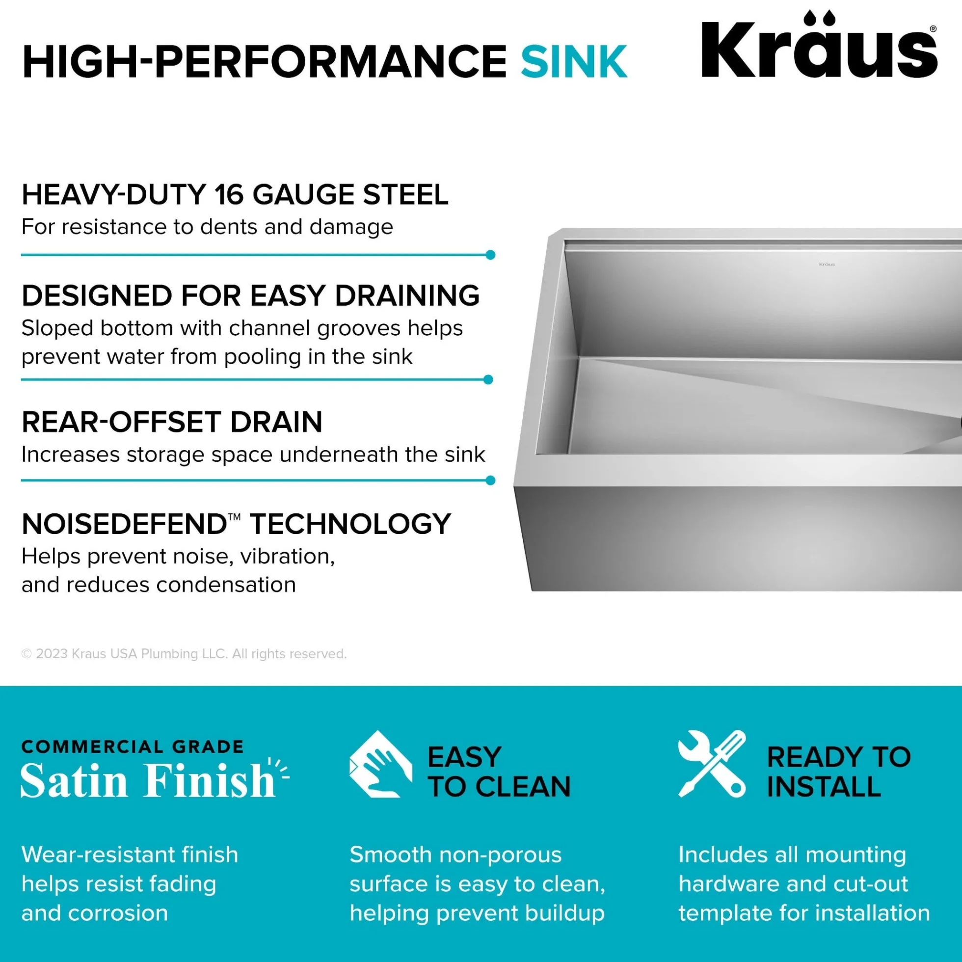 33" Modern Farmhouse Workstation 16 Gauge Single Bowl Stainless Steel Kitchen Sink with Accessories