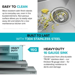 36" Modern Farmhouse Workstation 16 Gauge Single Bowl Stainless Steel Kitchen Sink with Accessories