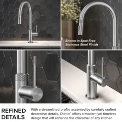 Modern Industrial Pull-Down Single Handle Kitchen Faucet in Brushed Gold