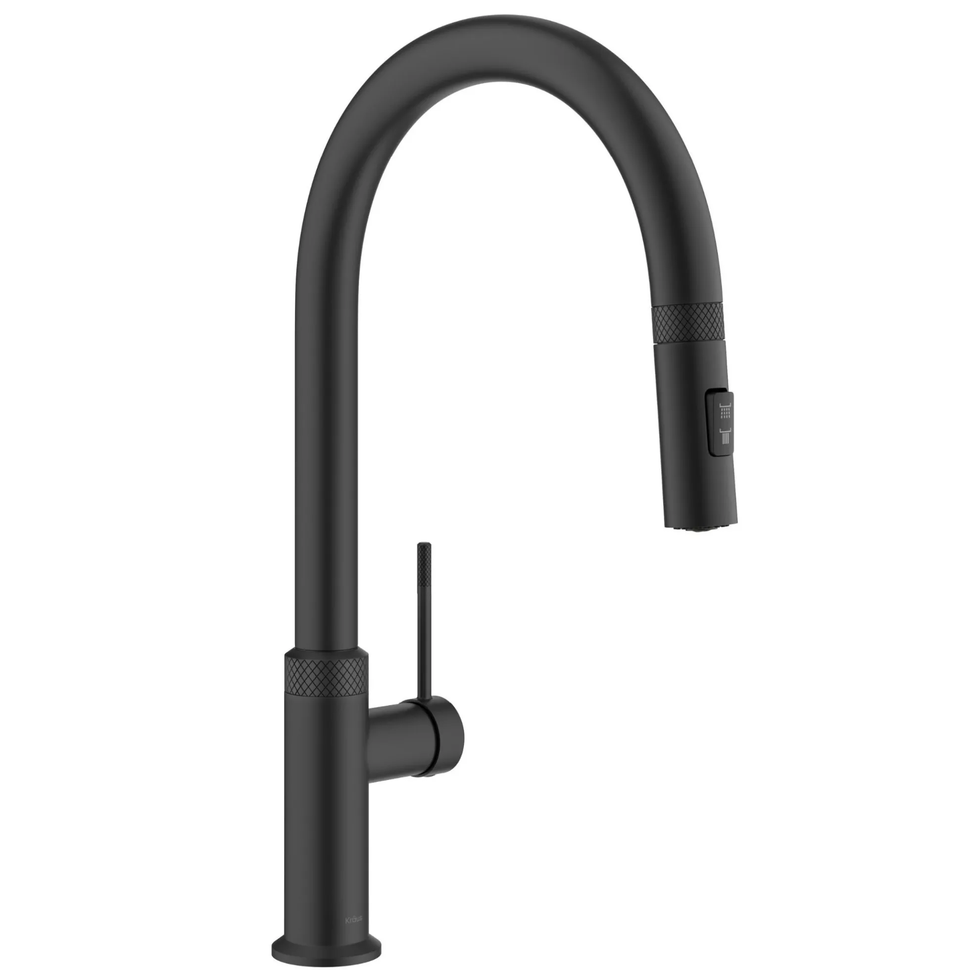 Modern Industrial Pull-Down Single Handle Kitchen Faucet in Matte Black