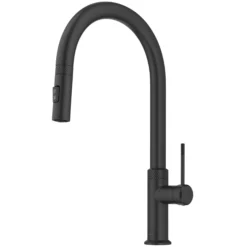 Modern Industrial Pull-Down Single Handle Kitchen Faucet in Matte Black