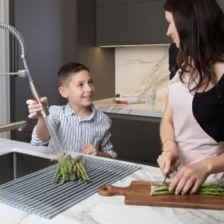 Multipurpose Over Sink Roll-Up Dish Drying Rack in Black