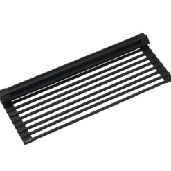 Multipurpose Over Sink Roll-Up Dish Drying Rack in Black