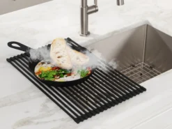 Multipurpose Over-Sink Roll-Up Dish Drying Rack in Night Black