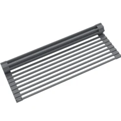 Multipurpose Over-Sink Roll-Up Dish Drying Rack in Dark Grey