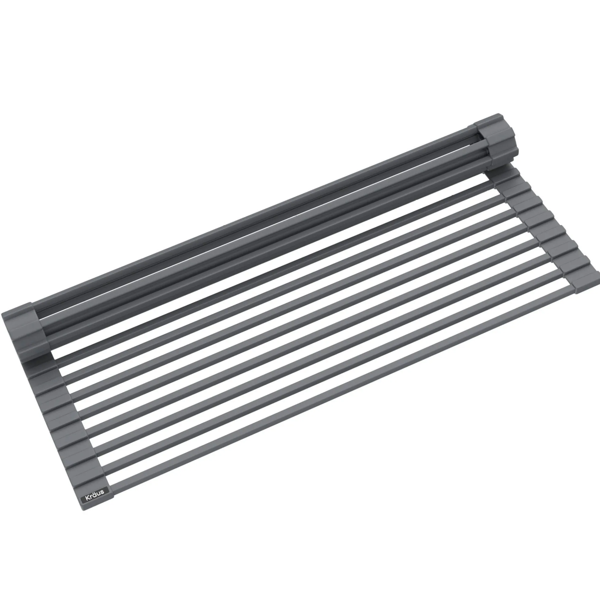 Multipurpose Over-Sink Roll-Up Dish Drying Rack in Dark Grey