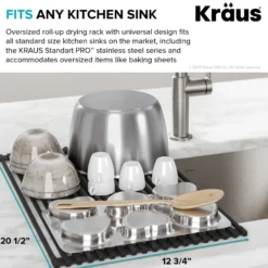 Multipurpose Over Sink Roll-Up Dish Drying Rack in Grey
