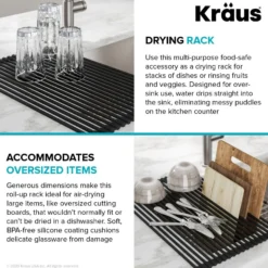 Multipurpose Over Sink Roll-Up Dish Drying Rack in Grey