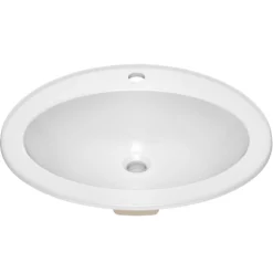 22” Oval Porcelain CeramicSelf-Rimming Drop-InTop MountBathroom Sinkin Whitewith OverflowDrain