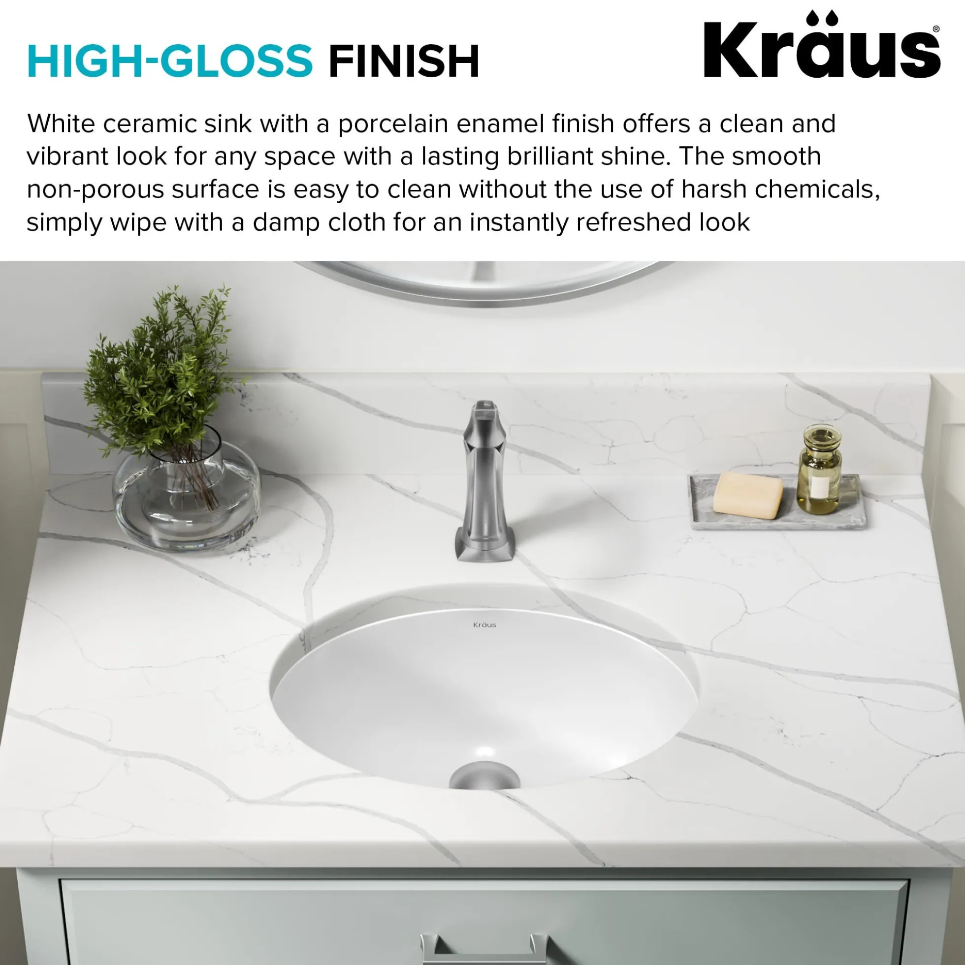 16 3/4"Oval Porcelain CeramicUndermountBathroom Sinkin Whitewith OverflowDrain