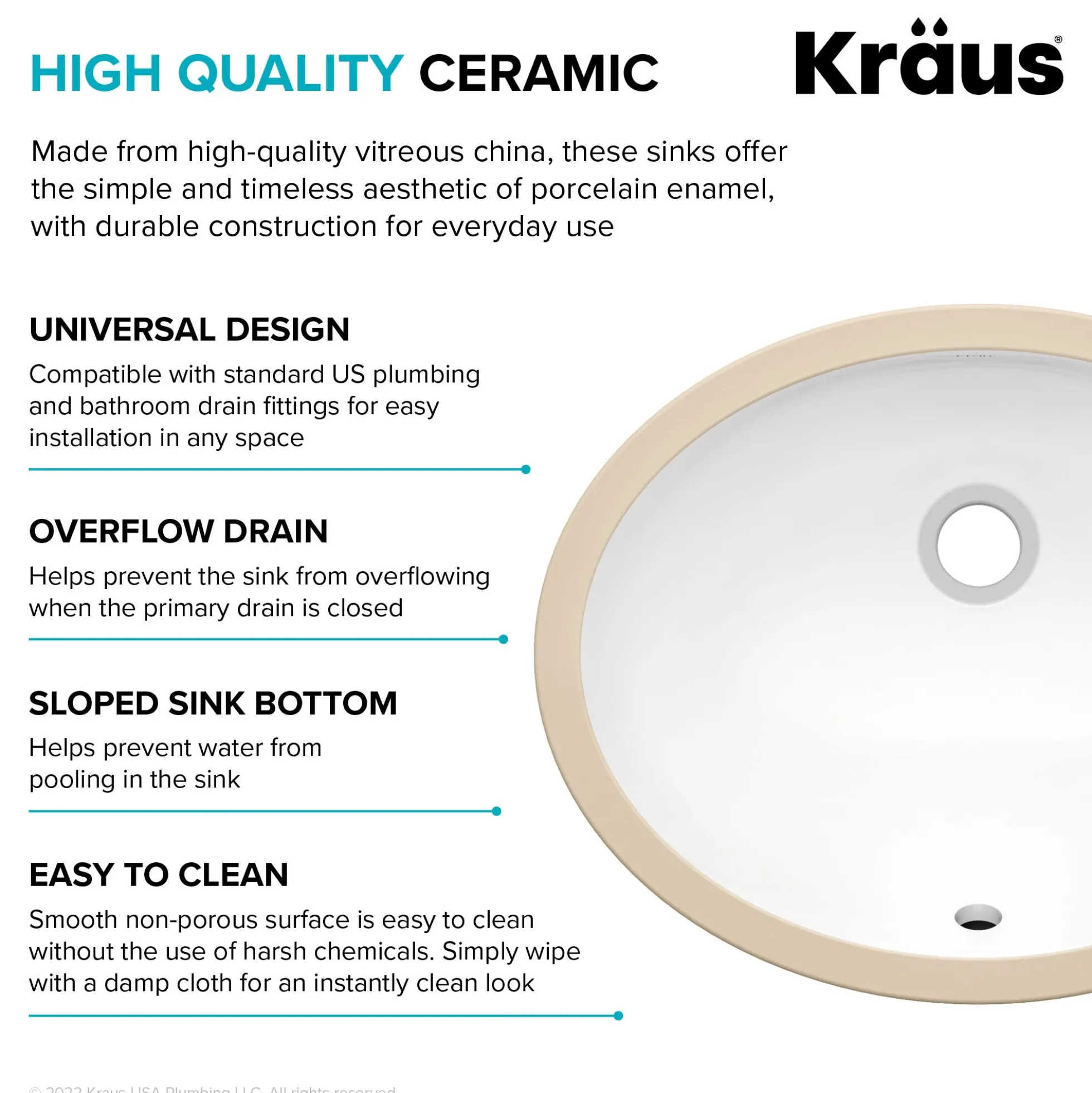 16 3/4"Oval Porcelain CeramicUndermountBathroom Sinkin Whitewith OverflowDrain