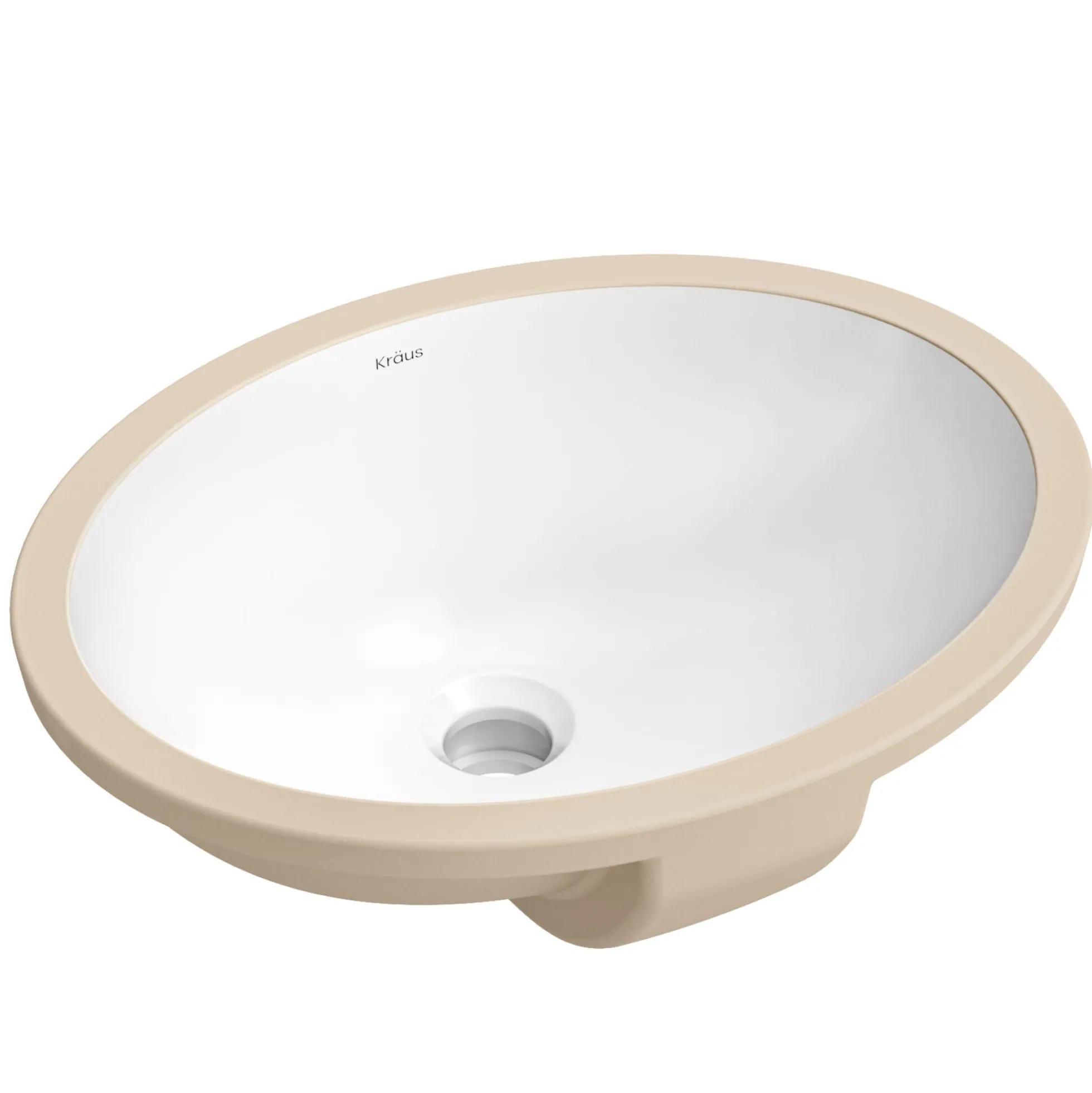16 3/4"Oval Porcelain CeramicUndermountBathroom Sinkin Whitewith OverflowDrain