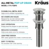 Pop-Up Drain for Bathroom Sinkwithout Overflow in Spot-Free Stainless Steel