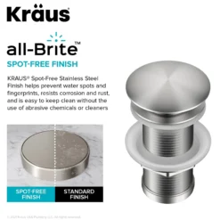 Pop-Up Drain for Bathroom Sinkwithout Overflow in Spot-Free Stainless Steel