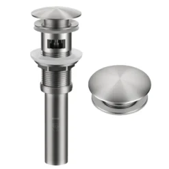 Pop-Up Drain for Bathroom Sink with Overflow in Spot-Free Stainless Steel