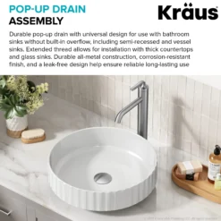 Pop-Up Drain for Bathroom Sink with Extended Threadwithout Overflowin Spot-Free Stainless Steel