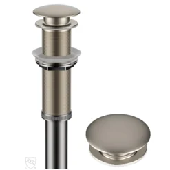 Pop-Up Drain for Bathroom Sink with Extended Threadwithout Overflow in Satin Nickel