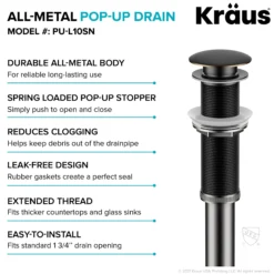 Pop-Up Drain for Bathroom Sink with Extended Threadwithout Overflow in Oil Rubbed Bronze