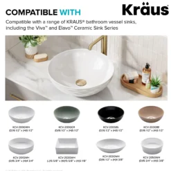 Pop-Up Drain for Bathroom Sink with Extended Threadwithout Overflow in Brushed Gold