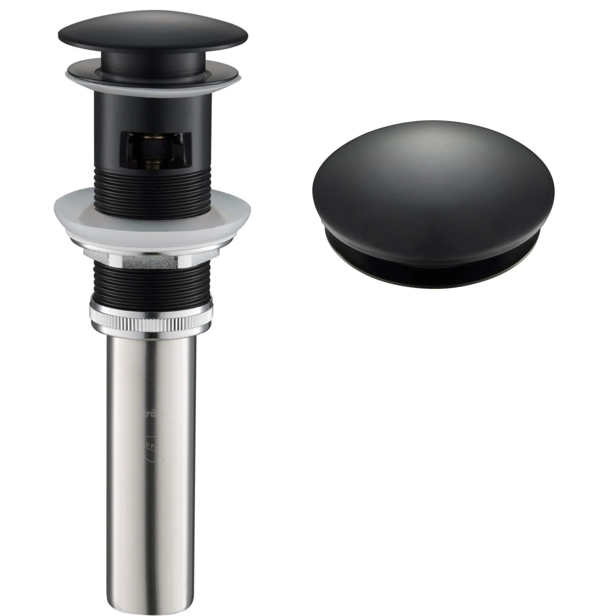 Pop-Up Drain for Bathroom Sink with Overflow in Matte Black