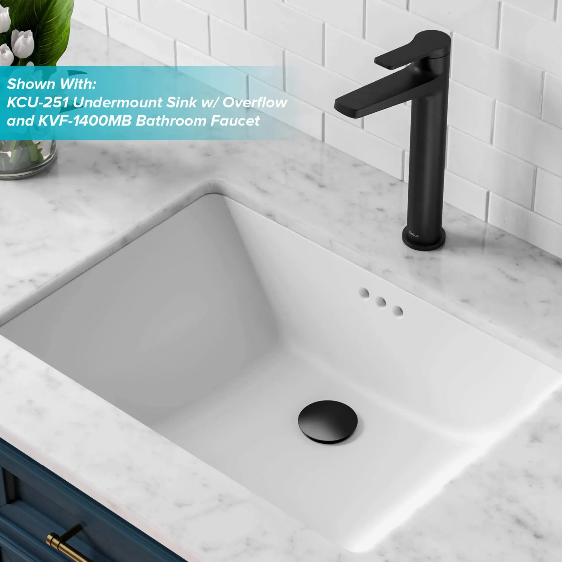 Pop-Up Drain for Bathroom Sink with Overflow in Matte Black