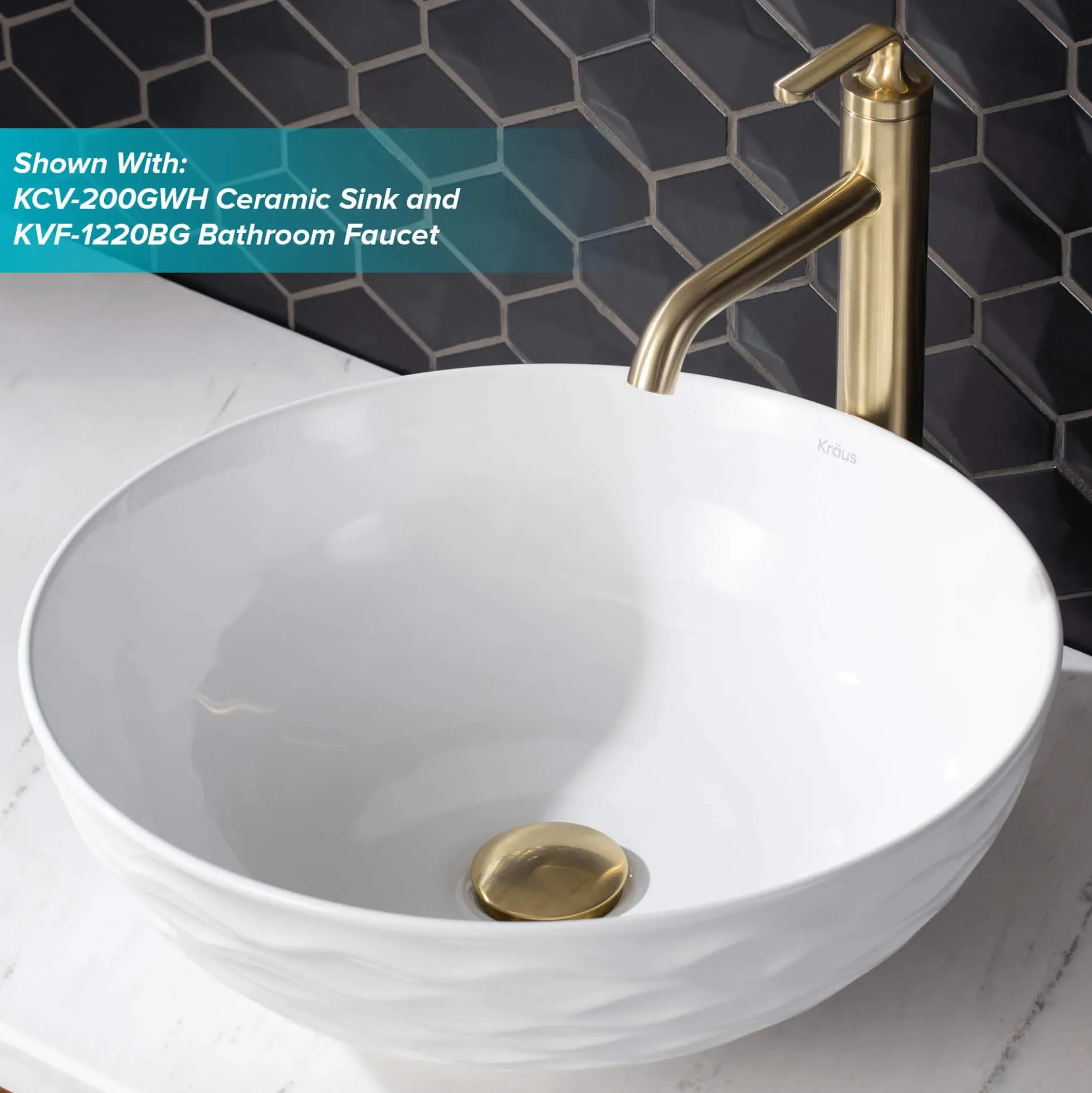 Pop-Up Drain for Bathroom Sinkwithout Overflow in Brushed Gold