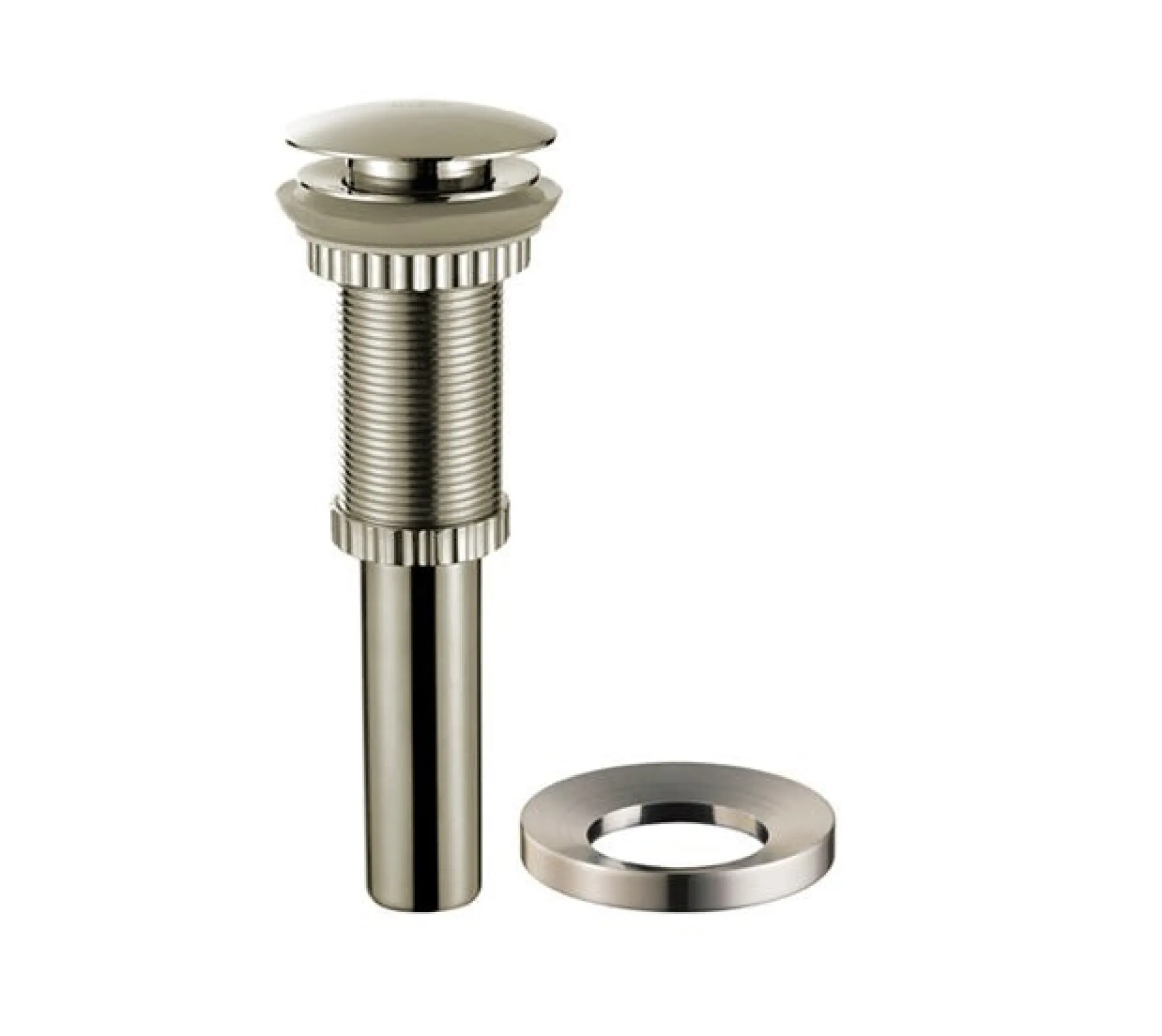 Pop-Up Drain for Bathroom Sinkwithout Overflow and Mounting Ring in Satin Nickel