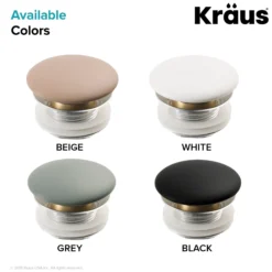 Pop-Up Drain with Porcelain Ceramic Top for Bathroom Sink without Overflow in Gloss White