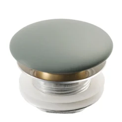 Pop-Up Drain with Porcelain Ceramic Top for Bathroom Sink without Overflow in Gloss Grey