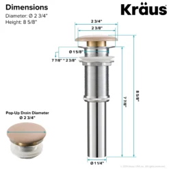 Pop-Up Drain with Porcelain Ceramic Top for Bathroom Sink without Overflow in Gloss Beige