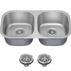 Premier 32” Undermount 50/50 Double Bowl 18-Gauge Stainless Steel Kitchen Sink