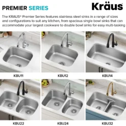 Premier 32” Undermount 50/50 Double Bowl 18-Gauge Stainless Steel Kitchen Sink