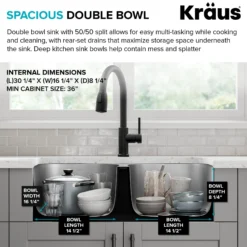 Premier 32” Undermount 50/50 Double Bowl 18-Gauge Stainless Steel Kitchen Sink