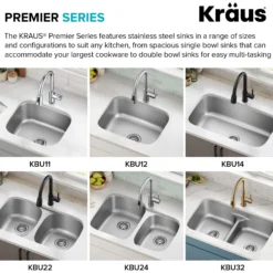 Premier 32” Undermount 60/40 Double Bowl 18-Gauge Stainless Steel Kitchen Sink