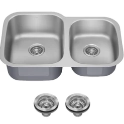 Premier 32” Undermount 60/40 Double Bowl 18-Gauge Stainless Steel Kitchen Sink