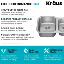 Premier 32” Undermount 60/40 Double Bowl 18-Gauge Stainless Steel Kitchen Sink