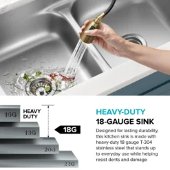 Premier 32” Undermount 50/50 Double Bowl with Low Divider 18-Gauge Stainless Steel Kitchen Sink